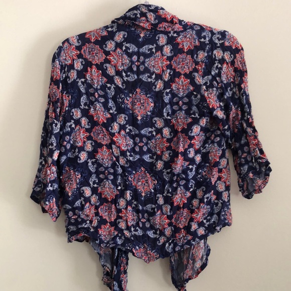 Hollister Navy and Red Patterned Kimono Cardigan - Picture 6 of 7
